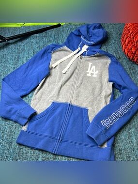Fanatics Los Angeles Dodgers MLB Full Zip Hoodie Jacket Men Size Small Blue Gray